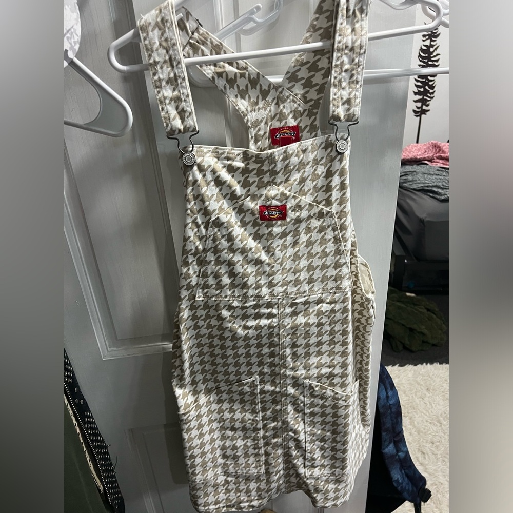 Dickies Cream and Brown Houndstooth Overalls - Picture 3 of 3